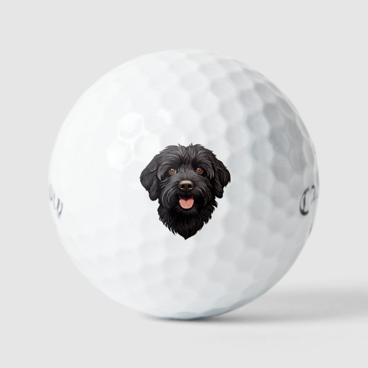 Labradoodle Black Dog Golfball (Vorderseite)