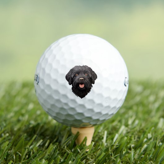Labradoodle Black Dog Golfball (Insitu T-Shirt)