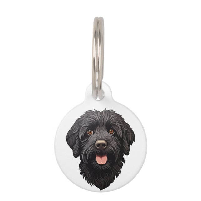 Labradoodle Black Dog Haustiermarke (Vorderseite)
