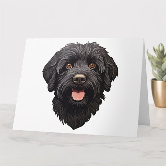Labradoodle Black Dog Karte (Kleine Pflanze)