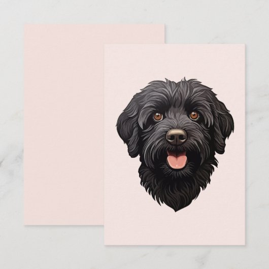 Labradoodle Black Dog Karte (Vorne/Hinten)