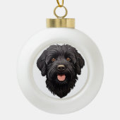 Labradoodle Black Dog Keramik Kugel-Ornament (Vorderseite)