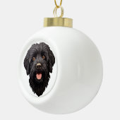 Labradoodle Black Dog Keramik Kugel-Ornament (Rechts)