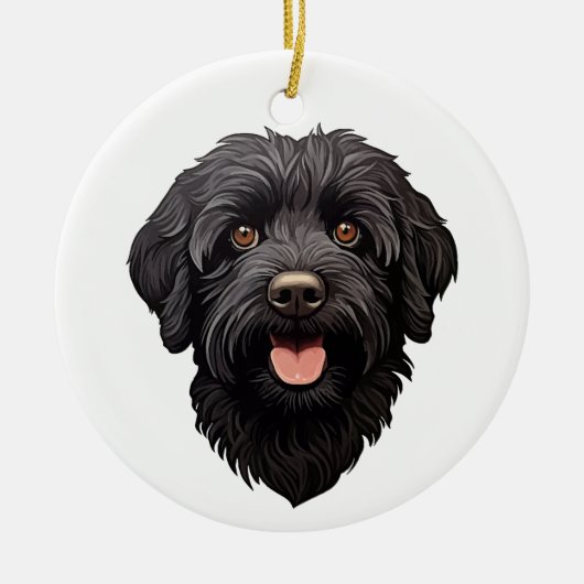 Labradoodle Black Dog Keramik Ornament (Vorne)