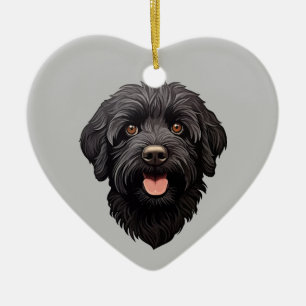 Labradoodle Black Dog Keramik Ornament