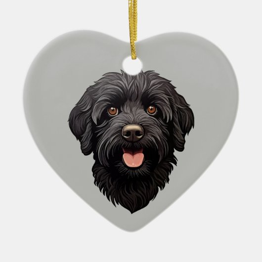Labradoodle Black Dog Keramik Ornament (Vorne)