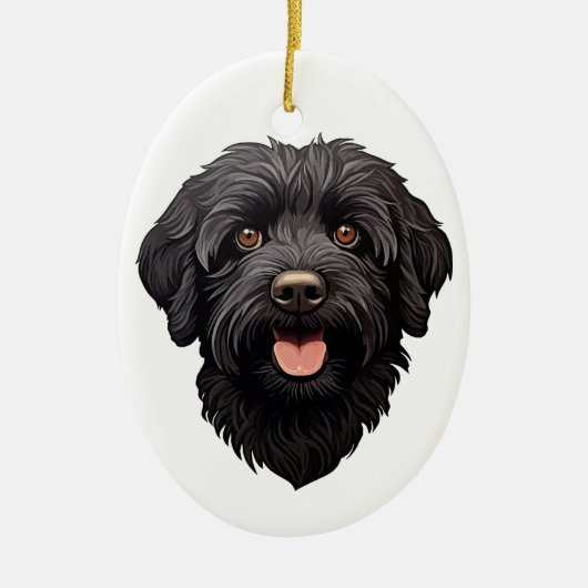 Labradoodle Black Dog Keramik Ornament (Vorne)