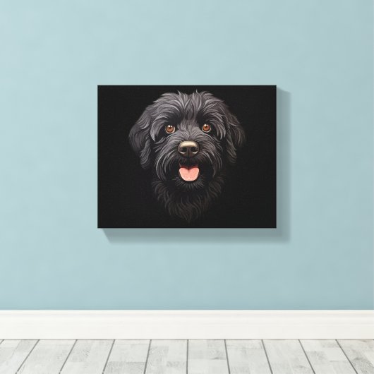 Labradoodle Black Dog Leinwanddruck (Insitu (Holzboden))