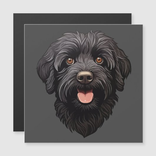 Labradoodle Black Dog Magnetkarte (Vorne/Hinten)