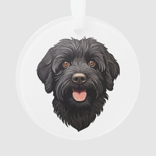 Labradoodle Black Dog Ornament (Rückseite)
