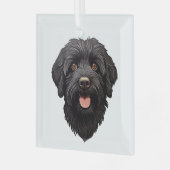 Labradoodle Black Dog Ornament Aus Glas (Vorderseite links)