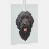 Labradoodle Black Dog Ornament Aus Glas (Vorderseite Rechts)