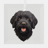 Labradoodle Black Dog Ornament Aus Glas (Rückseite)