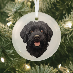 Labradoodle Black Dog Ornament Aus Glas
