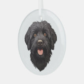 Labradoodle Black Dog Ornament Aus Glas (Vorderseite links)