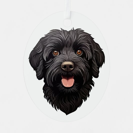 Labradoodle Black Dog Ornament Aus Metall (Vorderseite)