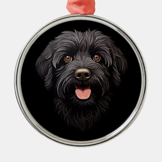 Labradoodle Black Dog Ornament Aus Metall (Vorne)