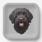 Labradoodle Black Dog Pappteller (Vorderseite)