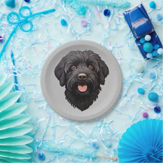 Labradoodle Black Dog Pappteller (Party)