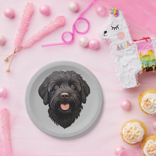 Labradoodle Black Dog Pappteller (Party)