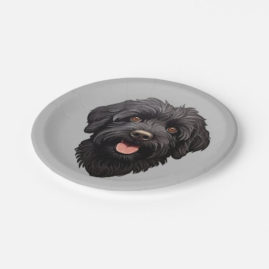 Labradoodle Black Dog Pappteller (Schrägansicht)
