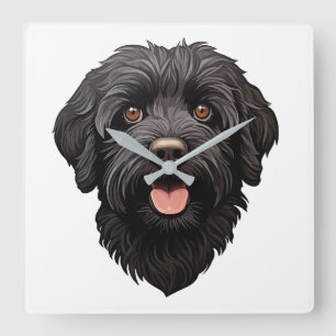 Labradoodle Black Dog Quadratische Wanduhr