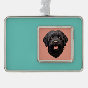 Labradoodle Black Dog Rahmen-Ornament Silber