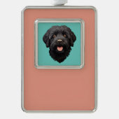 Labradoodle Black Dog Rahmen-Ornament Silber (Vorderseite)