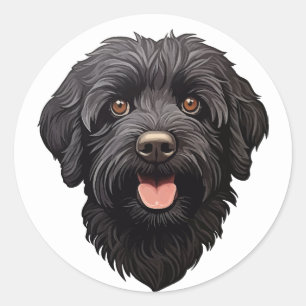 Labradoodle Black Dog Runder Aufkleber
