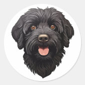 Labradoodle Black Dog Runder Aufkleber (Vorderseite)