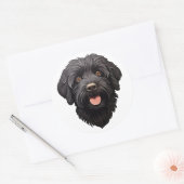 Labradoodle Black Dog Runder Aufkleber (Umschlag)