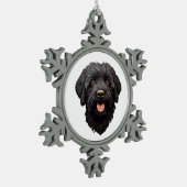 Labradoodle Black Dog Schneeflocken Zinn-Ornament (Links)