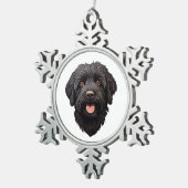 Labradoodle Black Dog Schneeflocken Zinn-Ornament (Rechts)