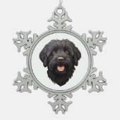 Labradoodle Black Dog Schneeflocken Zinn-Ornament (Vorderseite)
