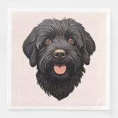 Labradoodle Black Dog Serviette (Vorderseite)