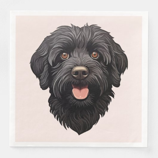 Labradoodle Black Dog Serviette (Vorderseite)