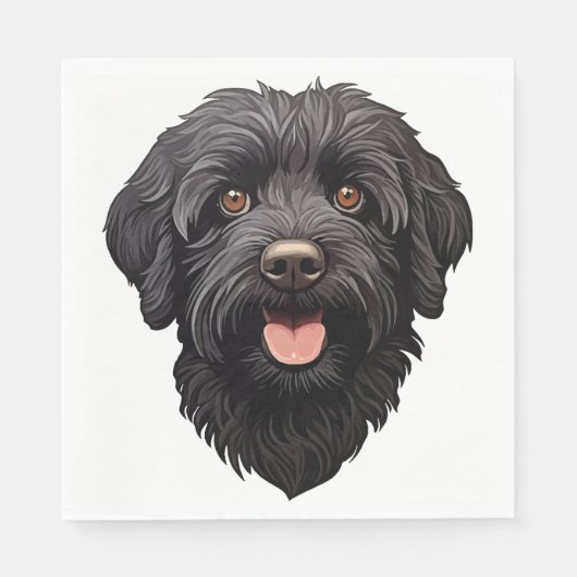 Labradoodle Black Dog Serviette (Vorderseite)