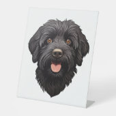 Labradoodle Black Dog Sockelschild (Vorderseite)