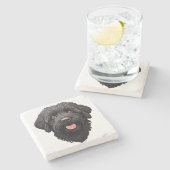 Labradoodle Black Dog Steinuntersetzer (Seitenansicht)