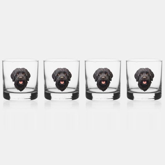 Labradoodle Black Dog Whiskyglas (Vorderseite)