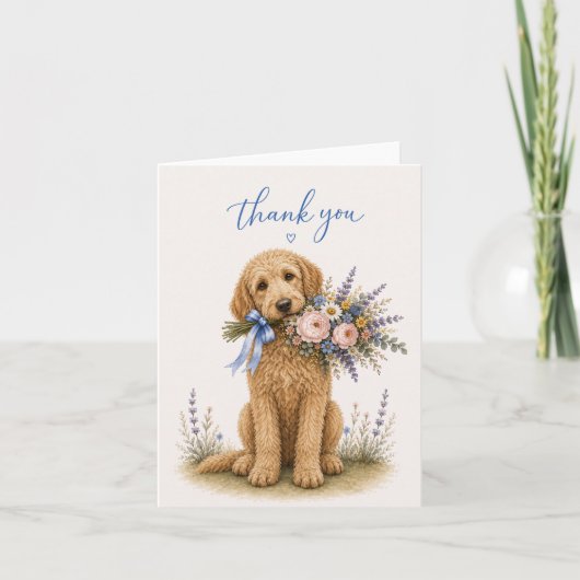 Labradoodle Blumenstrauß Danke (Vorderseite)