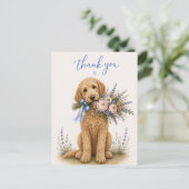 Labradoodle-Blumenstrauß Dankeschön Postkarte (Stehend Vorderseite)