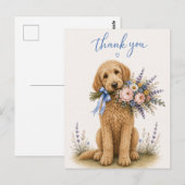 Labradoodle-Blumenstrauß Dankeschön Postkarte (Vorne/Hinten)
