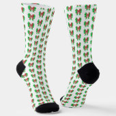 Labradoodle Christmas Dog Bow Silhouette White Socken (Gewinkelt)