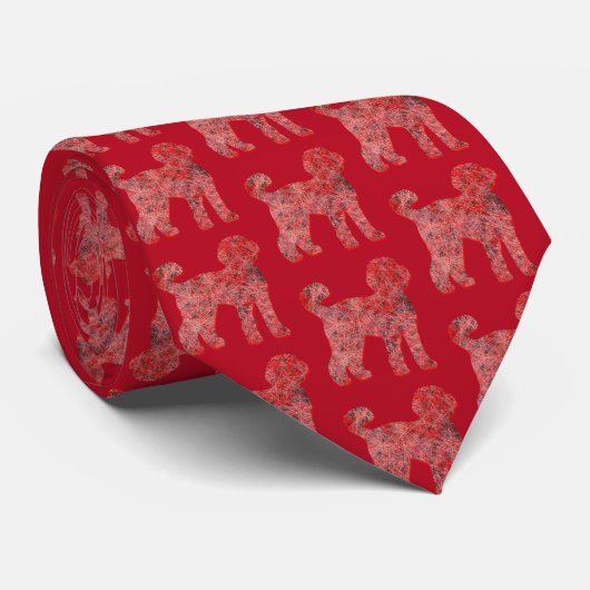 Labradoodle Christmas Hund Silhouette Red Necktie Krawatte (Gerollt)