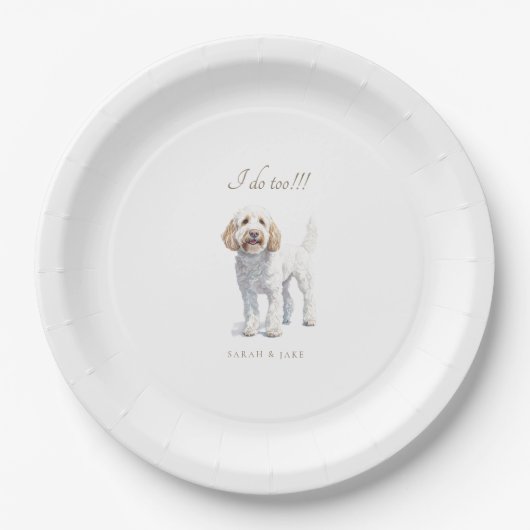 Labradoodle Custom Pet Wedding Pappteller (Vorderseite)