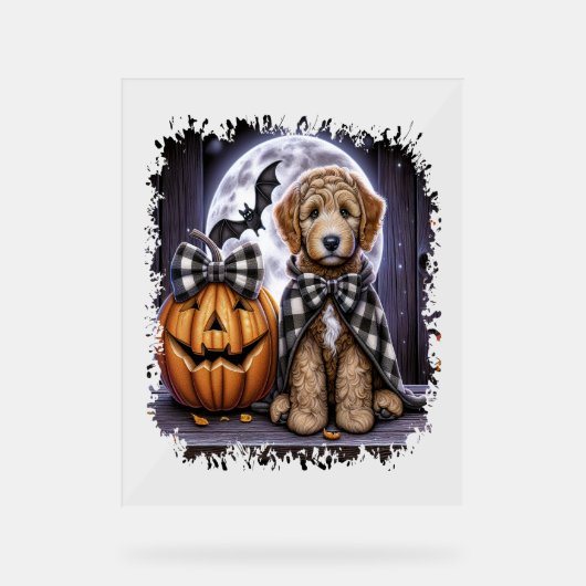 Labradoodle Dog Halloween Square Acrylschild (Vorderseite)