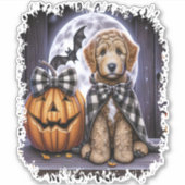 Labradoodle Dog Halloween Square Aufkleber (Vorderseite)