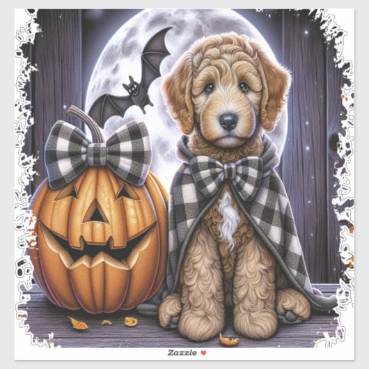 Labradoodle Dog Halloween Square Aufkleber (Blatt)