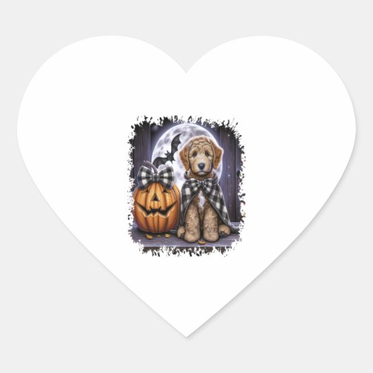 Labradoodle Dog Halloween Square Herz-Aufkleber (Vorderseite)